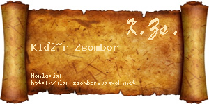 Klár Zsombor névjegykártya